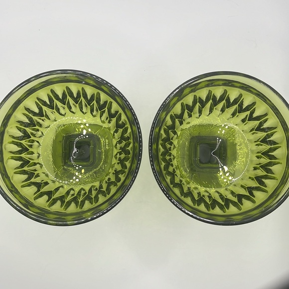 Set of 2 Vintage Green Champagne or Sherbet Goblets,  Mt Vernon by Indiana Glass - Picture 2 of 7